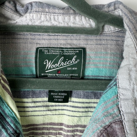 Woolrich Shirt Casual button down Men’s xl stripe lightweight beach - Picture 3 of 12